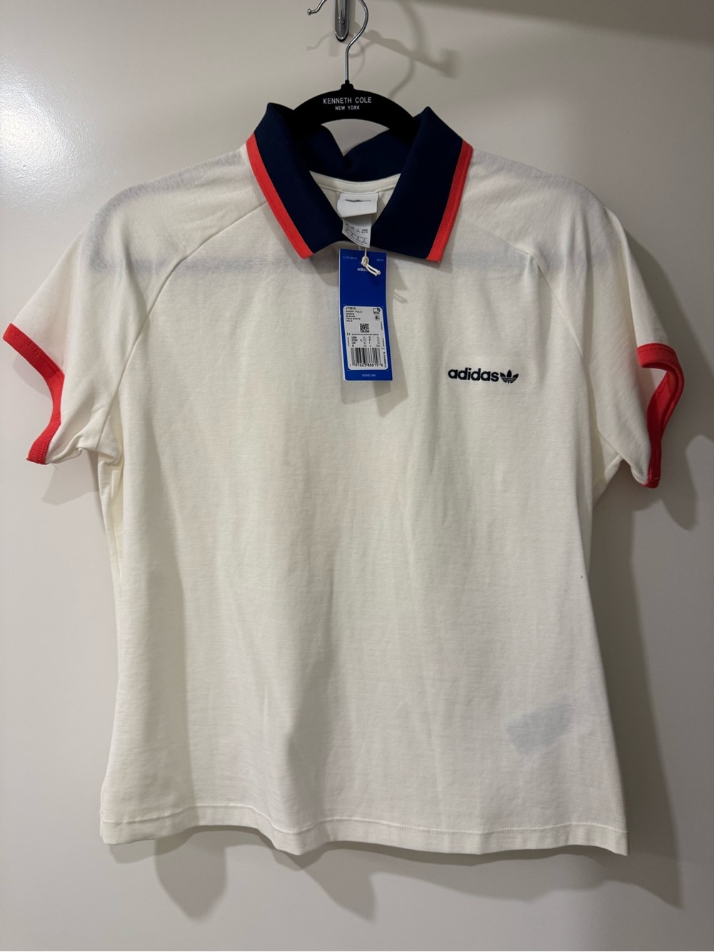 3/$75 NWT! adidas Originals White Polo Tee with Navy & Red Trim